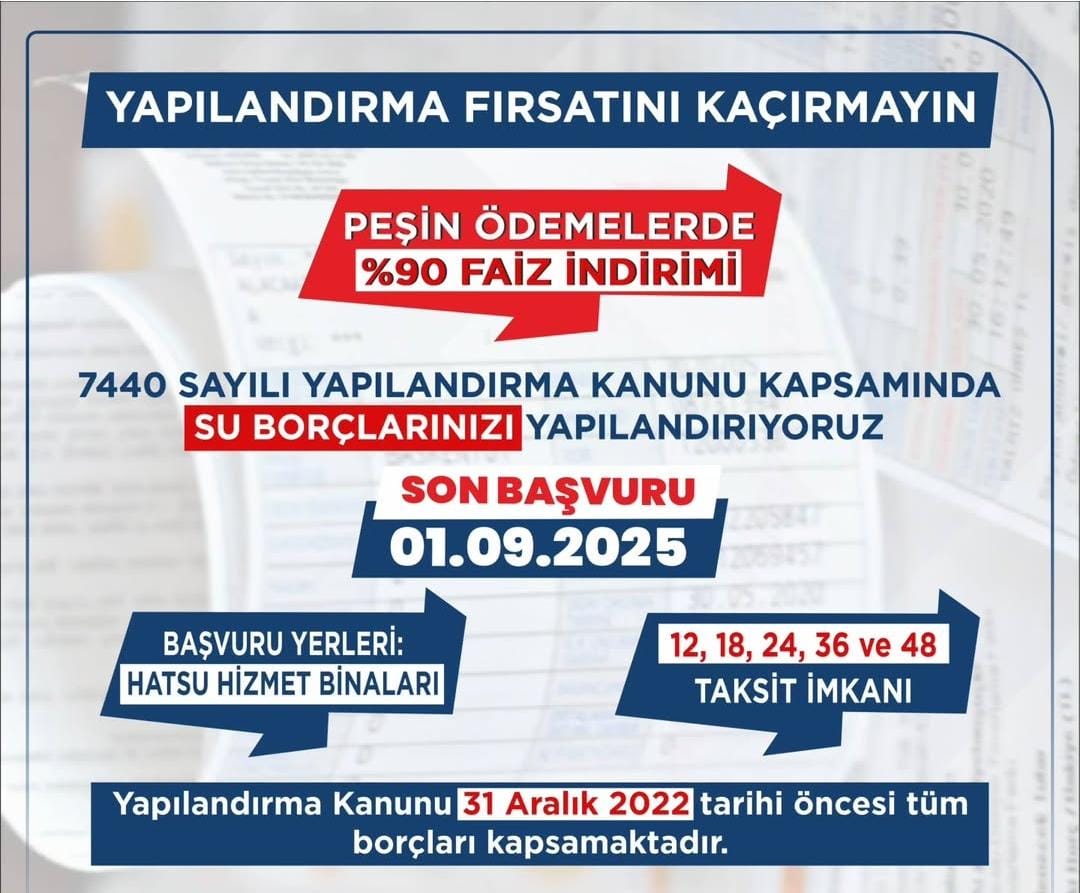 Hatay Su ve Kanalizasyon İdaresi (HATSU), 7440 Sayılı Yapılandırma Kanunu