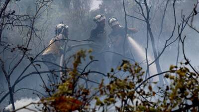 Suriye’nin Lazkiye kırsalında çıkan orman yangınına, Hatay’dan gönderilen Türk ekipleri