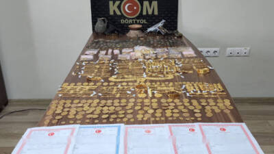 Hatay’ın Dörtyol ilçesinde, darphane mührü olmayan ve ayarı düşürülmüş altın