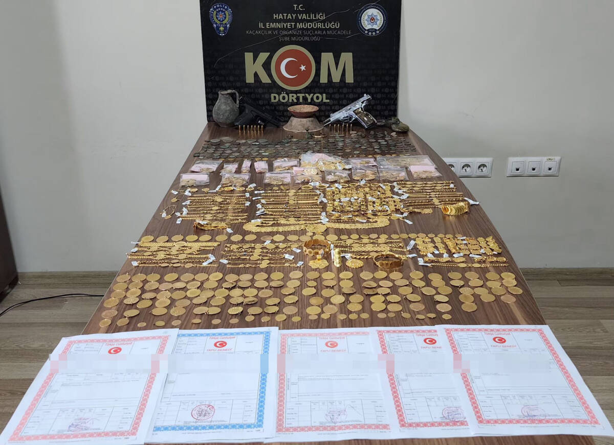 Hatay’ın Dörtyol ilçesinde, darphane mührü olmayan ve ayarı düşürülmüş altın