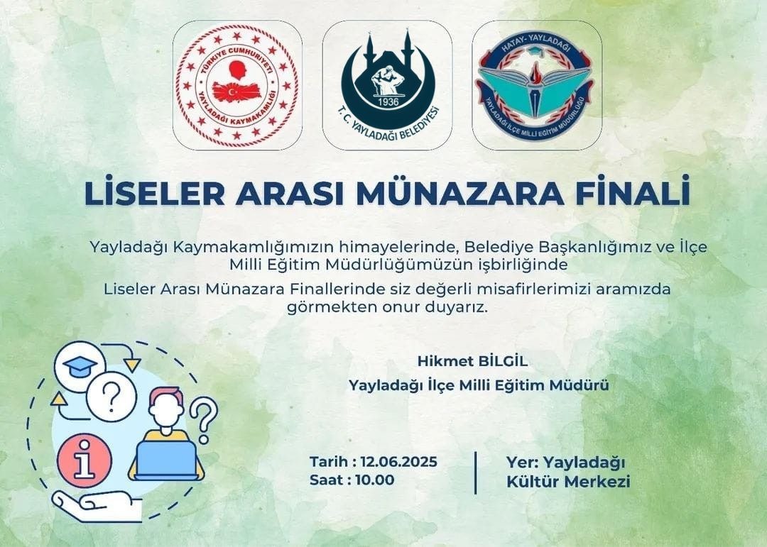 Yayladağı ilçesindeki liseli öğrencilerin katılımıyla düzenlenen münazara yarışmasının finali, 12