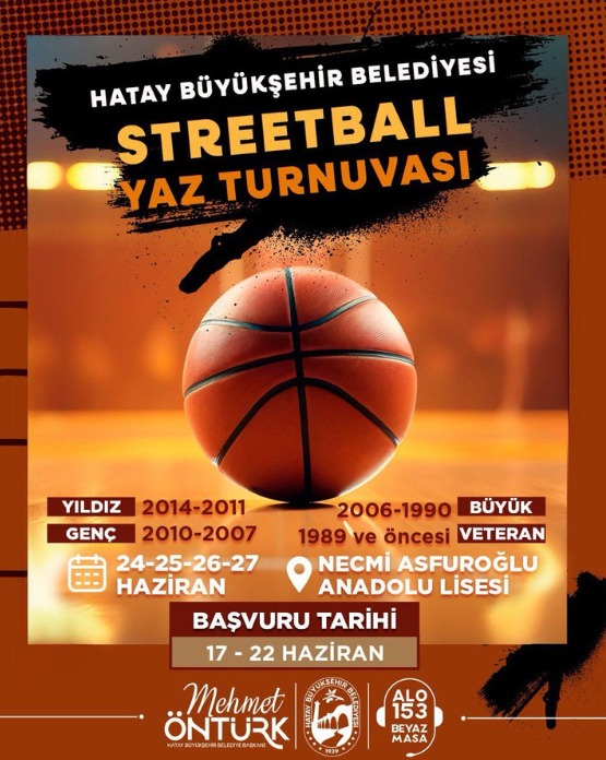Hatay Büyükşehir Belediyesi tarafından düzenlenen “Streetball Yaz Turnuvası” için geri