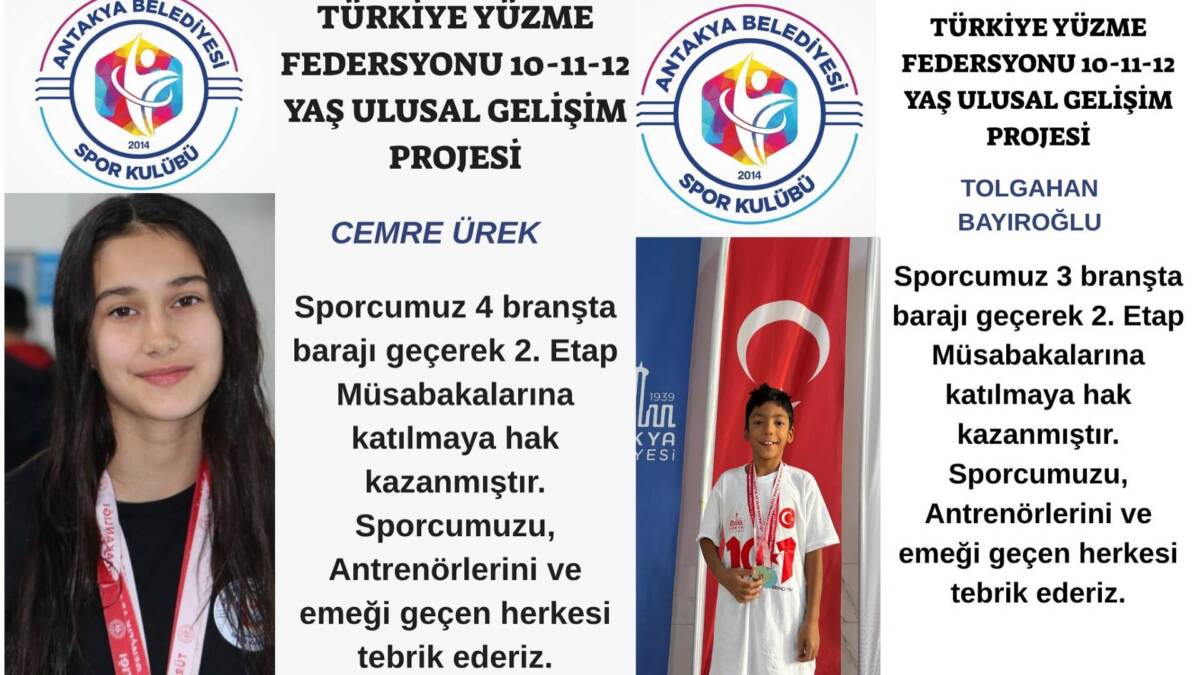 Antakya Belediyespor yüzme takımının 10-12 yaş aralığındaki başarılı sporcuları, geçtiğimiz