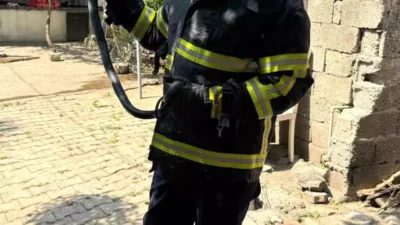 Hatay’ın Payas ilçesinde bir evin içine giren yılan, itfaiye ekiplerinin