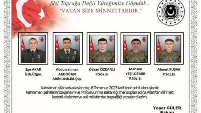 &nbsp; Milli Savunma Bakanı Yaşar Güler, Irak’ın kuzeyindeki Pençe-Kilit Harekat