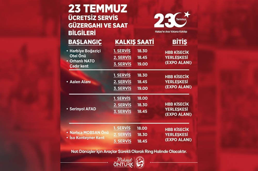 Hatay Büyükşehir Belediyesi (HBB), Hatay’ın Türkiye’ye katılışının 86. yıl dönümünü