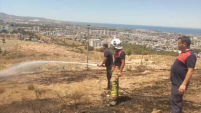 Hatay’ın İskenderun ilçesinde bulunan Çankaya Mahallesi’nde otluk alanda çıkan yangın,