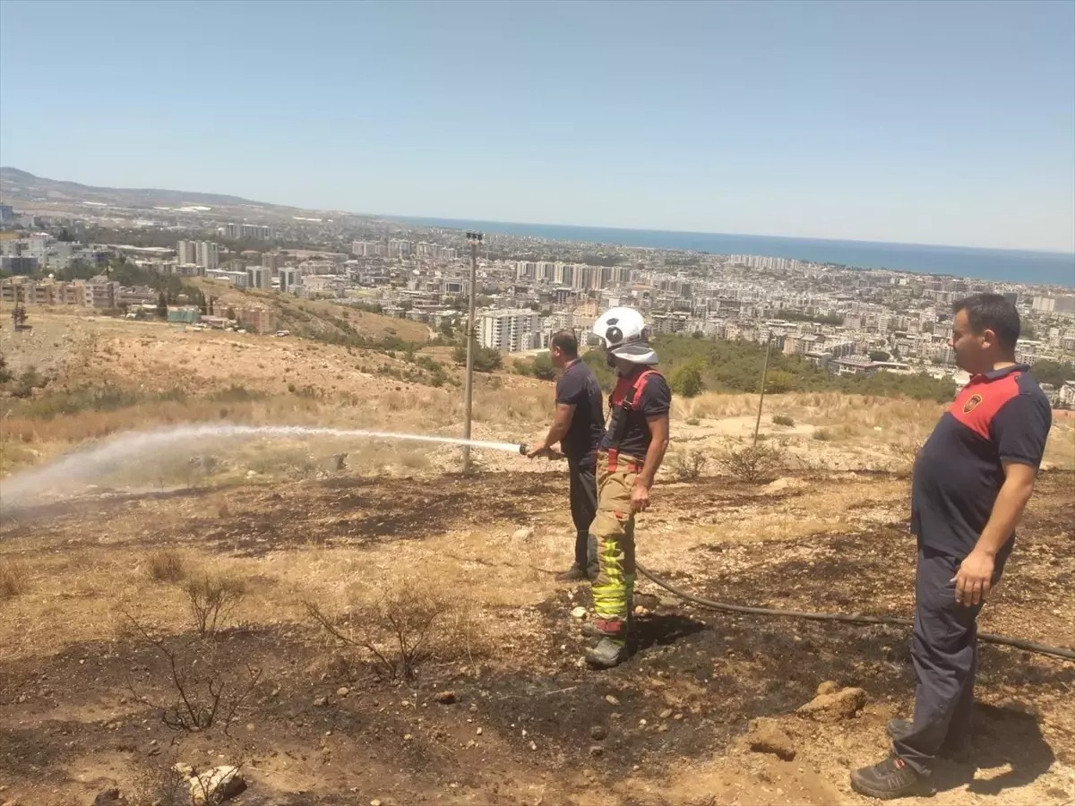 Hatay’ın İskenderun ilçesinde bulunan Çankaya Mahallesi’nde otluk alanda çıkan yangın,
