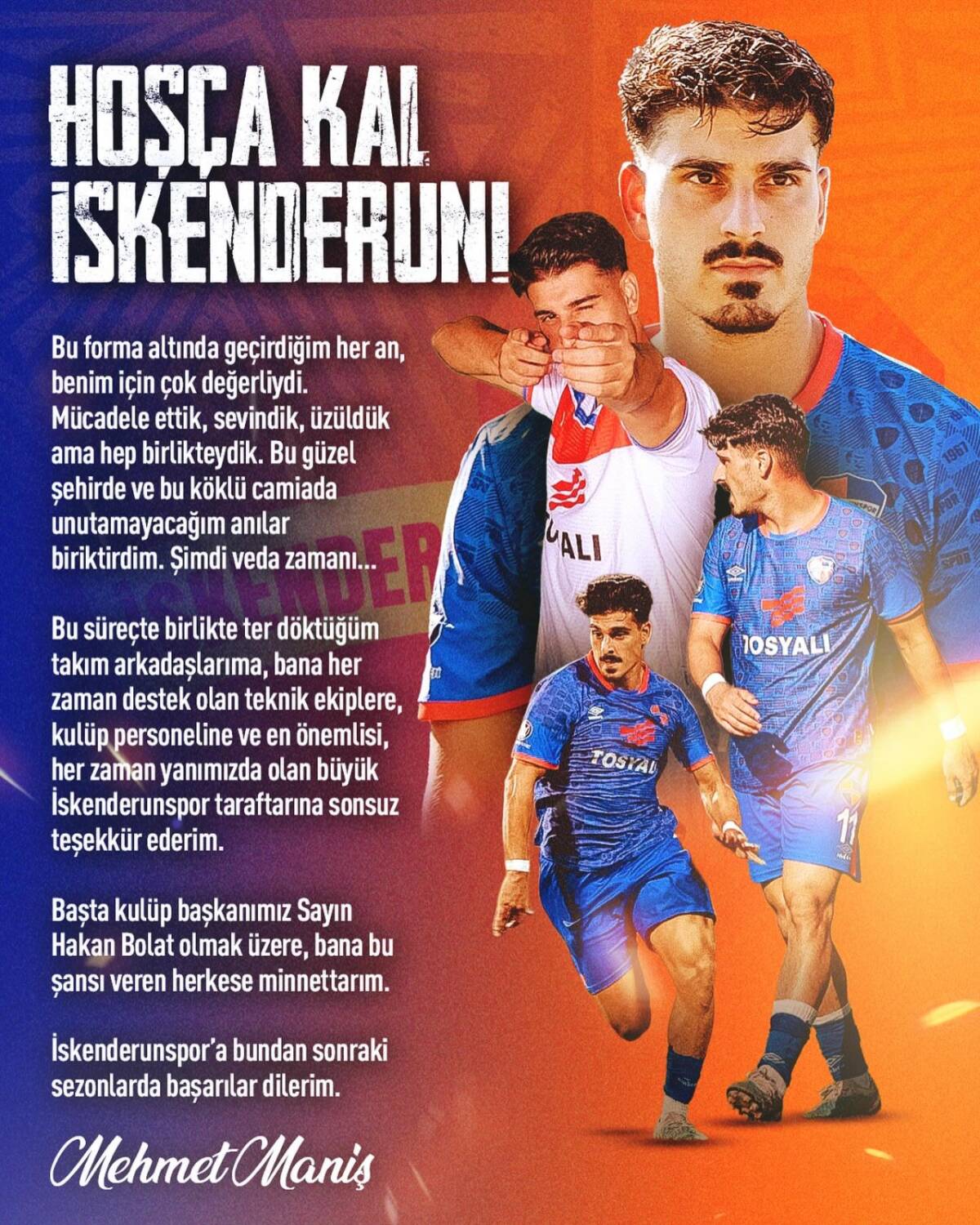 İskenderunspor’dan Vanspor’a transfer olan sağ açık oyuncusu Mehmet Manış, kentten
