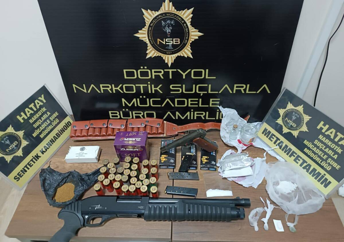 Hatay Emniyet Müdürlüğü ekipleri, Dörtyol’da bir adrese düzenledikleri operasyonda uyuşturucu