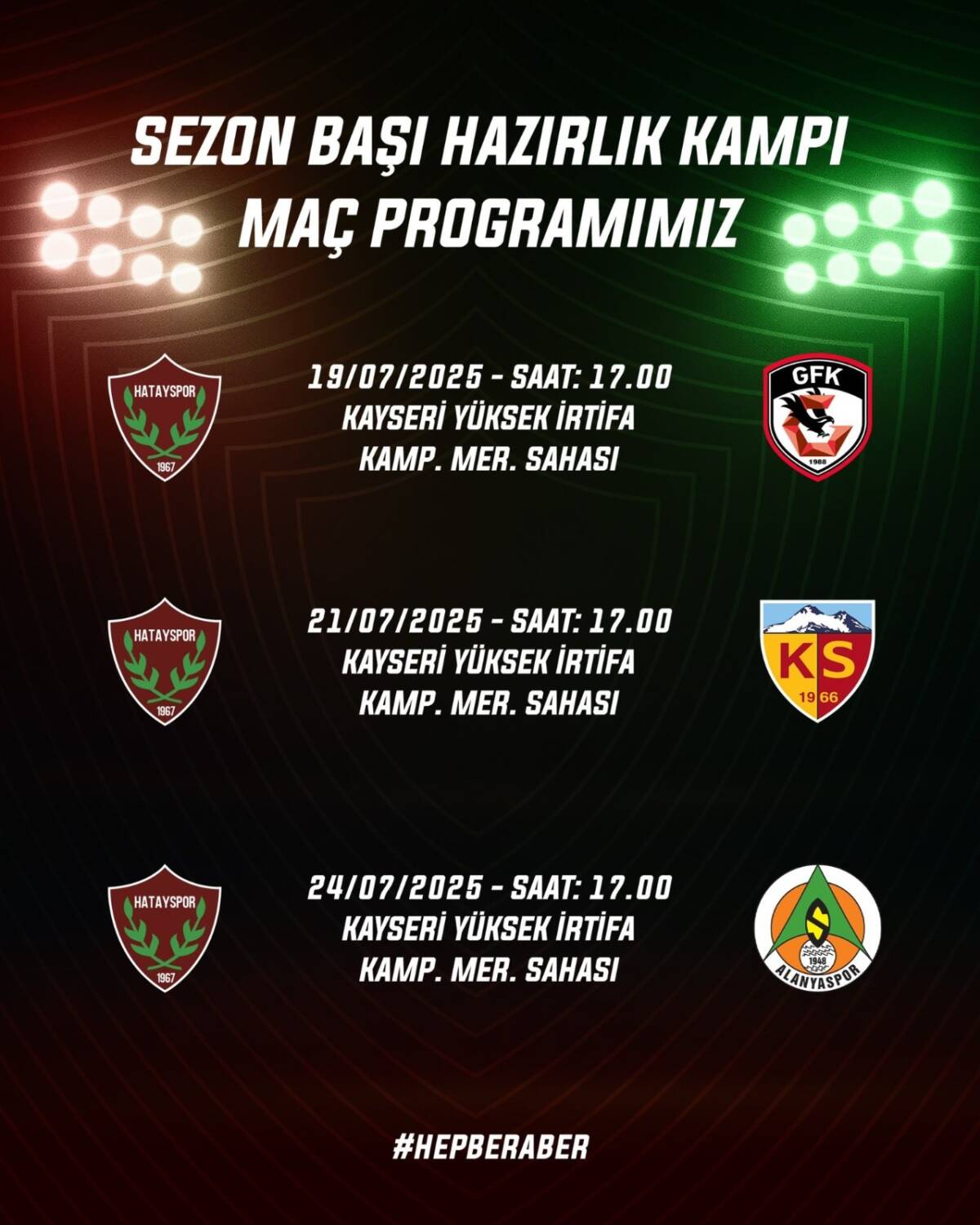 TFF 1. Lig ekiplerinden Hatayspor’un, 2025-2026 sezonu öncesi hazırlık kampı