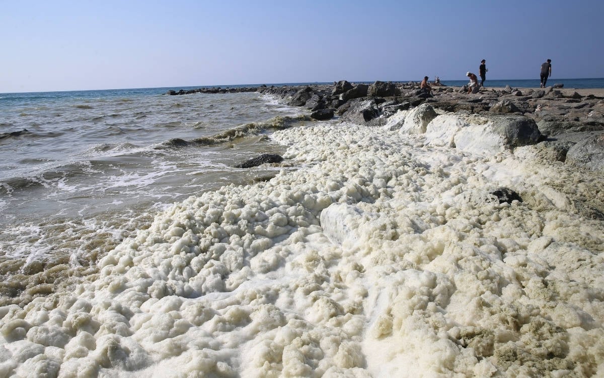 Hatay'ın Arsuz sahilinde ortaya çıkan beyaz köpük tabakası endişeye neden