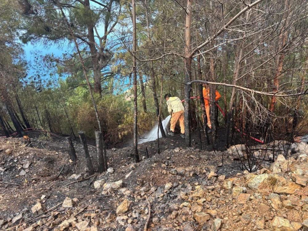 Hatay’ın Arsuz ilçesinde çıkan orman yangını, ekiplerin hızlı müdahalesiyle büyümeden