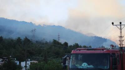 Hatay’ın Dörtyol ilçesinde dün başlayan orman yangınına gece boyunca karadan