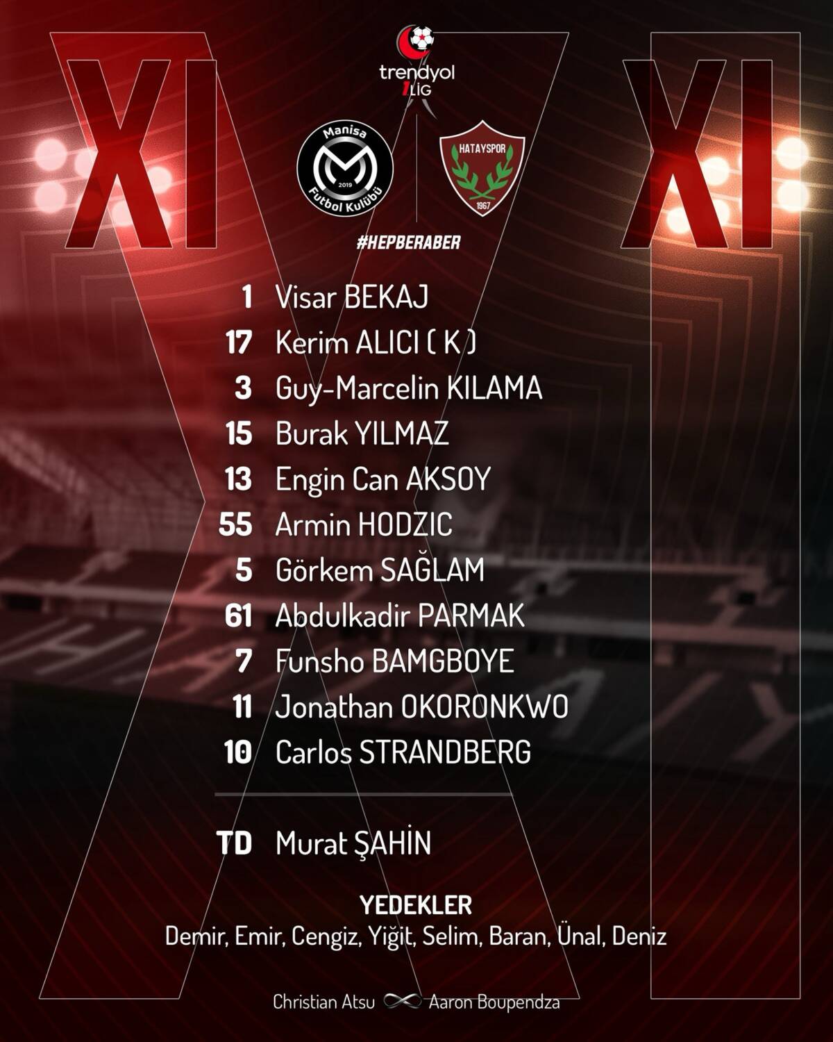 Trendyol 1. Lig’in 2. haftasında Manisa FK ile Hatayspor karşı