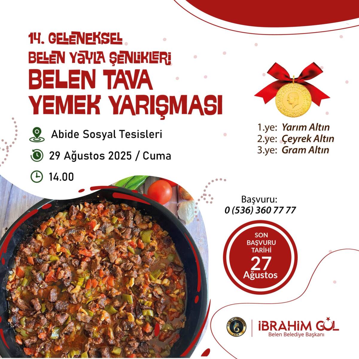 Belen’de geleneksel Yayla Şenlikleri kapsamında düzenlenecek olan Belen Tava Yemek