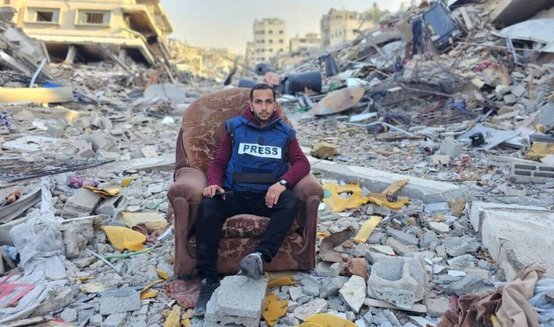   İsrail ordusunun Gazze’de Şifa Hastanesi çevresindeki gazeteci çadırına düzenlediği