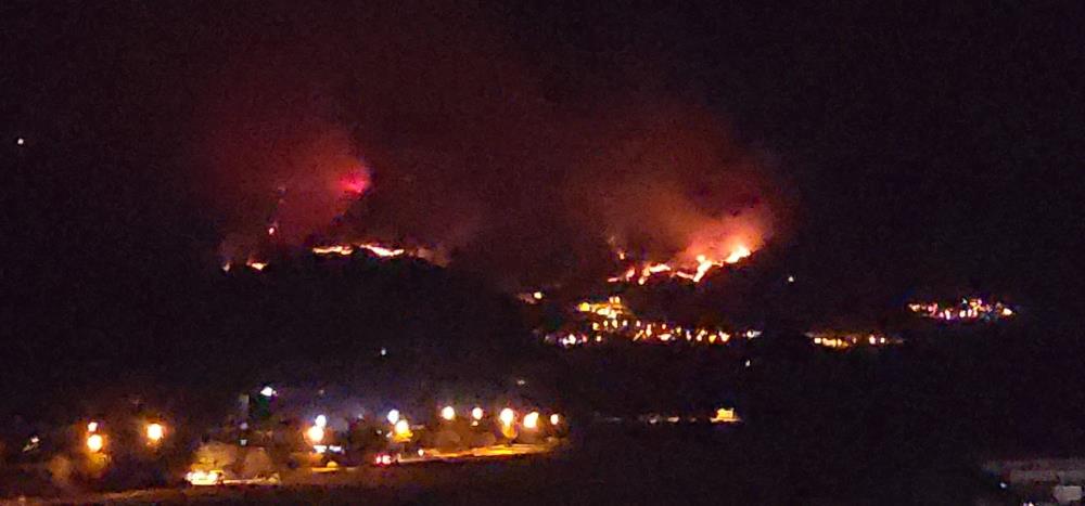 Hatay’ın Hassa ilçesinde akşam saatlerinde çıkan orman yangını, rüzgarın etkisiyle