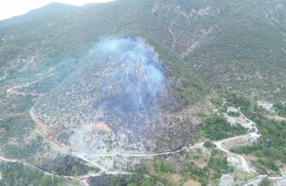 Hatay’ın Kırıkhan ilçesi Bektaşlı Mahallesi’nde ormanlık alanda çıkan yangın, ekiplerin