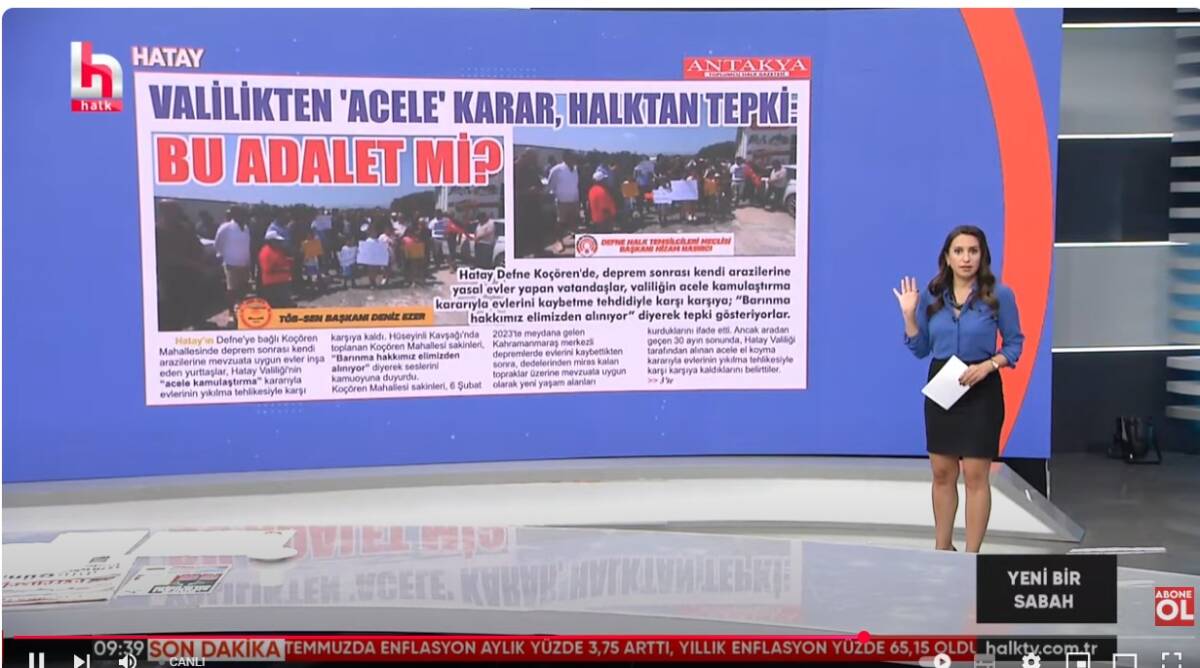 Hatay’ın Defne ilçesine bağlı Koçören Mahallesi’nde yaşanan barınma krizi, ses