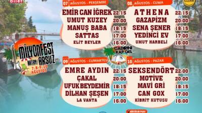 Hatay’ın Arsuz ilçesinde bu yıl beşincisi düzenlenen Milyonfest Arsuz, 7-10