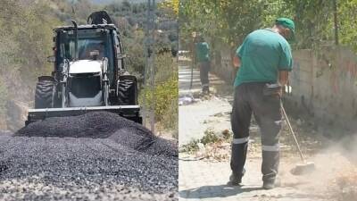 Defne Belediye Başkanı Halil İbrahim Özgün, kavurucu yaz sıcaklarına rağmen