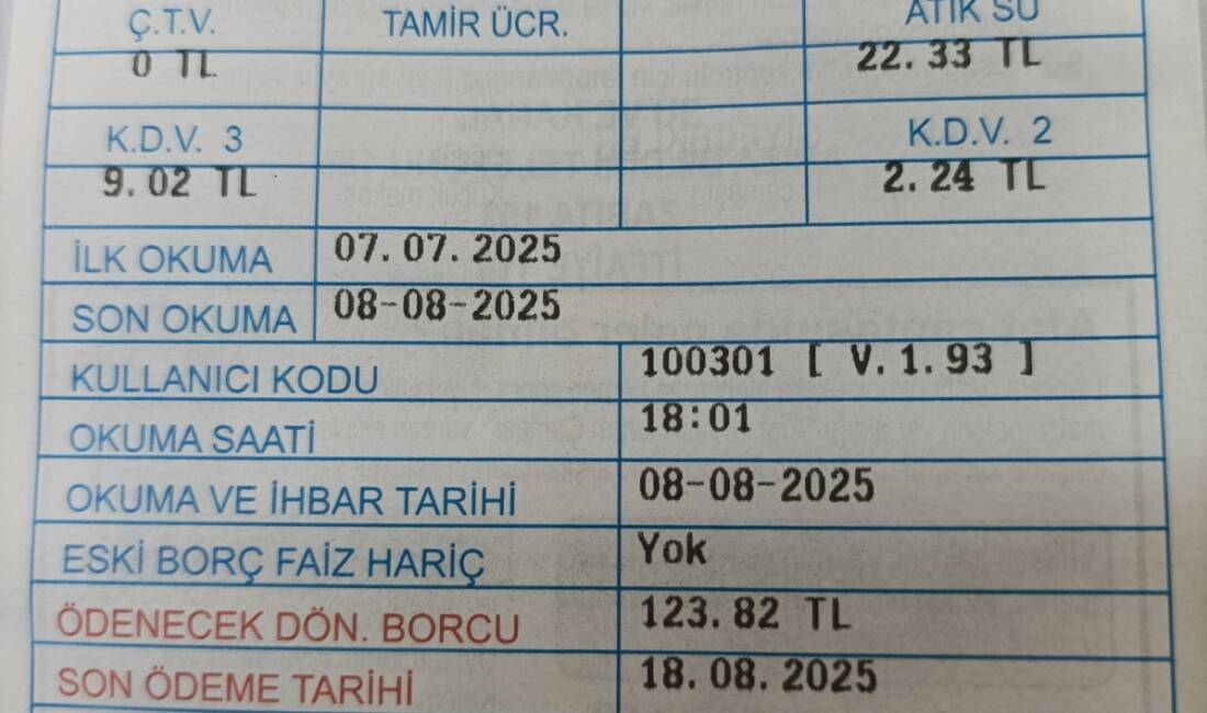 Hatay Büyükşehir Belediyesi Su ve Kanalizasyon İdaresi (HATSU), su tarifesine