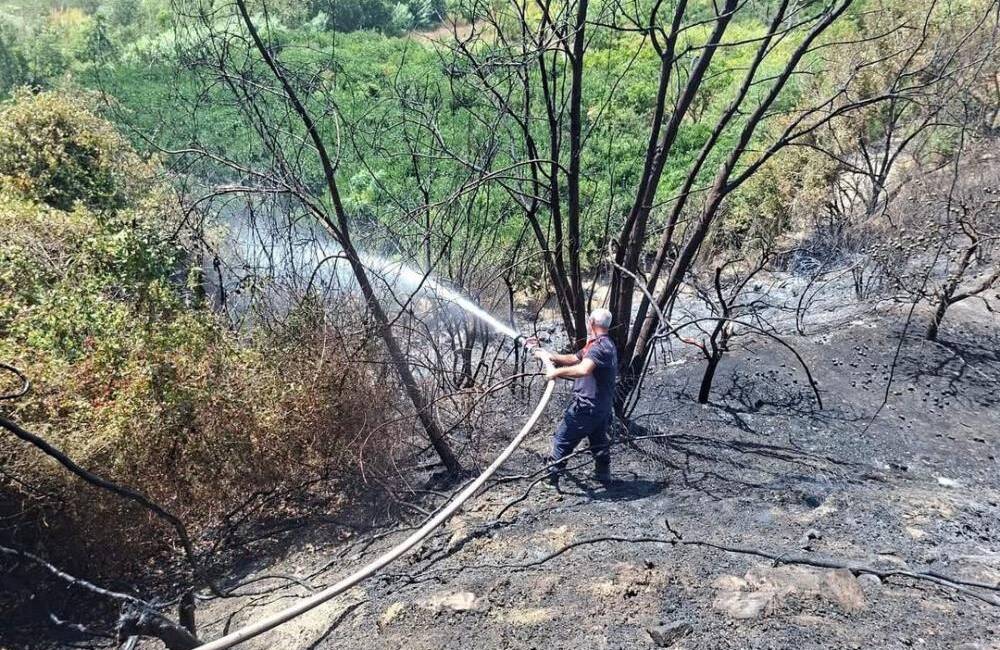Hatay’ın Samandağ ilçesinde çıkan bahçe yangını, itfaiye ekiplerinin hızlı müdahalesiyle