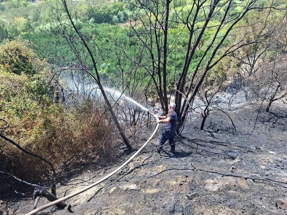 Hatay’ın Samandağ ilçesinde çıkan bahçe yangını, itfaiye ekiplerinin hızlı müdahalesiyle