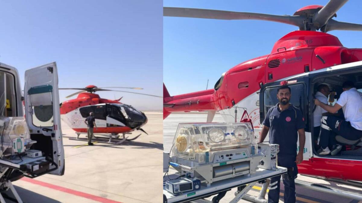 Antakya’dan henüz yeni doğmuş bir bebek, helikopter ambulansla tedavi amacıyla