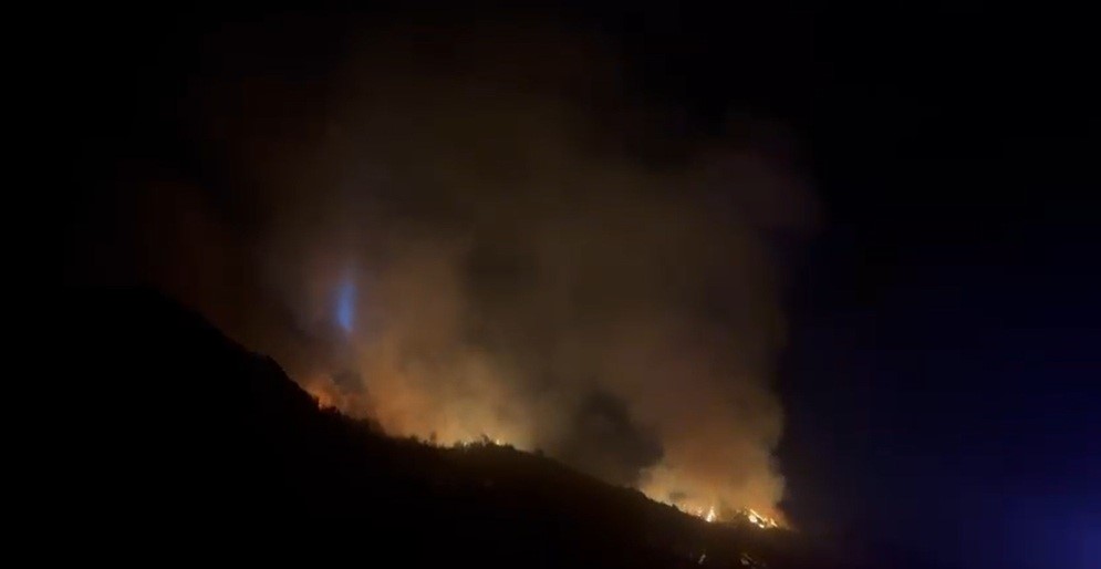 Hatay’ın Arsuz ilçesinde elektrik tellerinden ağaçlık alana sıçrayan yangın, ekiplerin