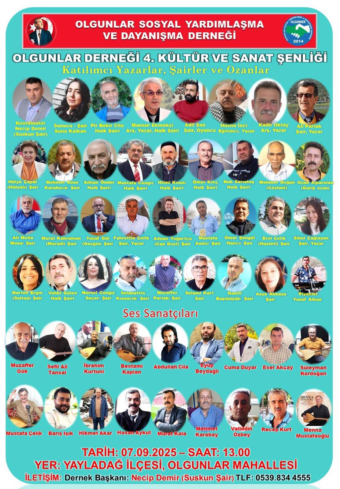 Hatay’ın Yayladağı ilçesine bağlı Olgunlar Mahallesi’nde düzenlenen Kültür-Sanat Şenlikleri’nin 4’üncüsü