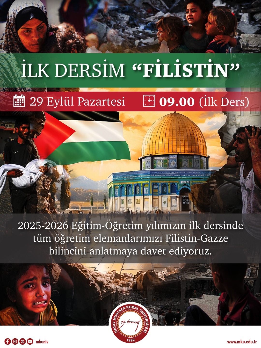 Hatay Mustafa Kemal Üniversitesinde 2025-2026 akademik yılı 29 Eylül Pazartesi