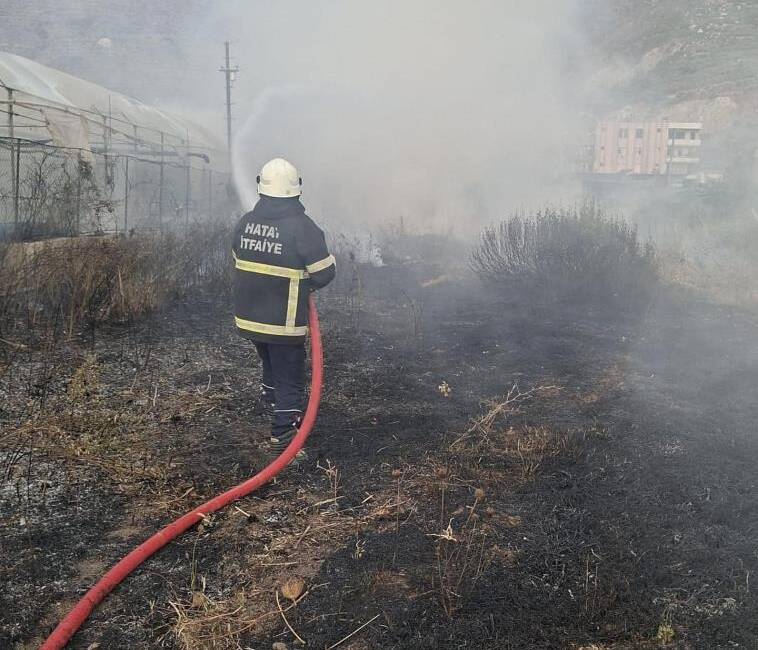 Hatay’ın Samandağ ilçesinde bir bahçede çıkan yangın, itfaiye ekiplerinin hızlı