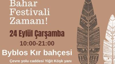 Hatay’ın Defne ilçesinde 24 Eylül Çarşamba günü düzenlenecek Bahar Festivali,