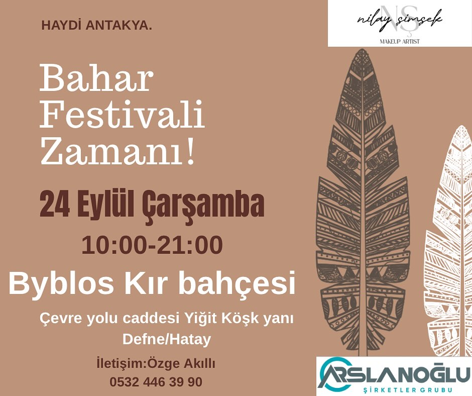 Hatay’ın Defne ilçesinde 24 Eylül Çarşamba günü düzenlenecek Bahar Festivali,