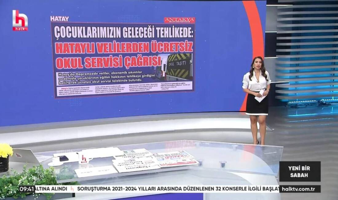 Depremzede Velilerin Ücretsiz Servis Talebi Ulusal Gündemde Antakya Gazetesi’nin manşetinde yer alan “Hataylı depremzede velilerden ücretsiz okul