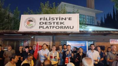 Hatay’da sivil toplum kuruluşu üyeleri ve vatandaşlar, Filistin’e Destek Platformu