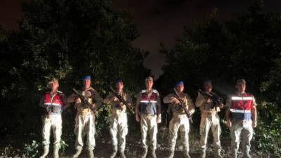 Hatay’ın Dörtyol ilçesinde jandarma, dron ve komando timleriyle narenciye bahçelerinde