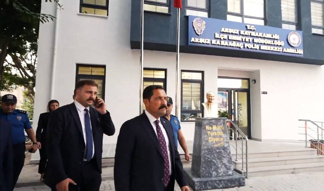 Hatay Valisi Mustafa Masatlı, yapımı tamamlanan Arsuz Karaağaç Polis Merkezi’ni