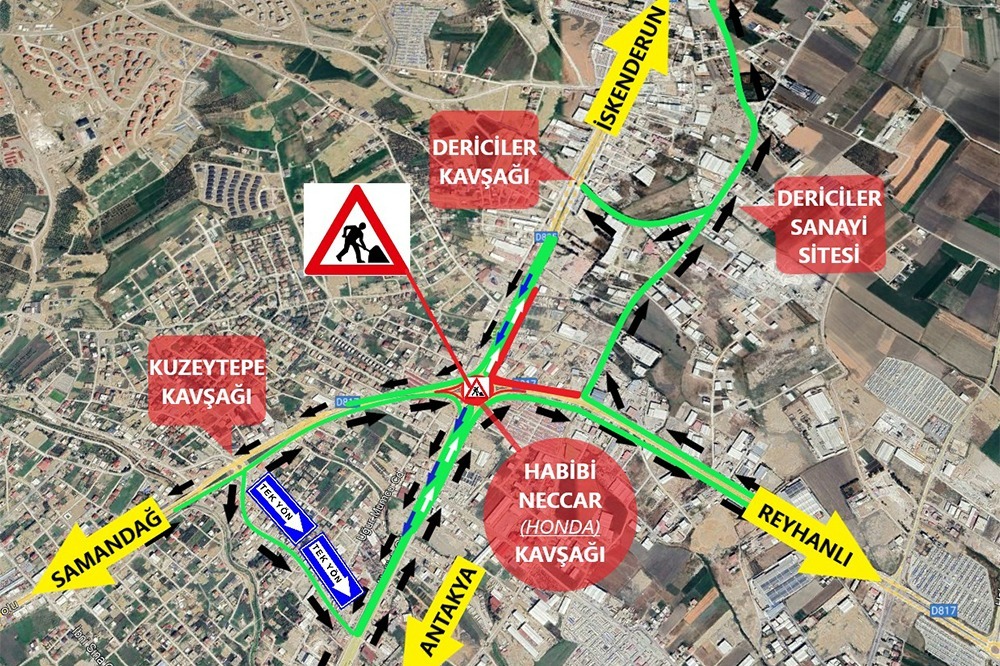 Hatay Büyükşehir Belediyesi (HBB), Antakya-İskenderun ve Samandağ-Reyhanlı yollarının kesişim noktasında