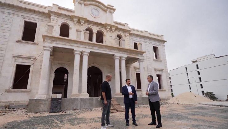 Hatay’da asrın felaketinde zarar gören tarihi valilik binasında restorasyon çalışmaları