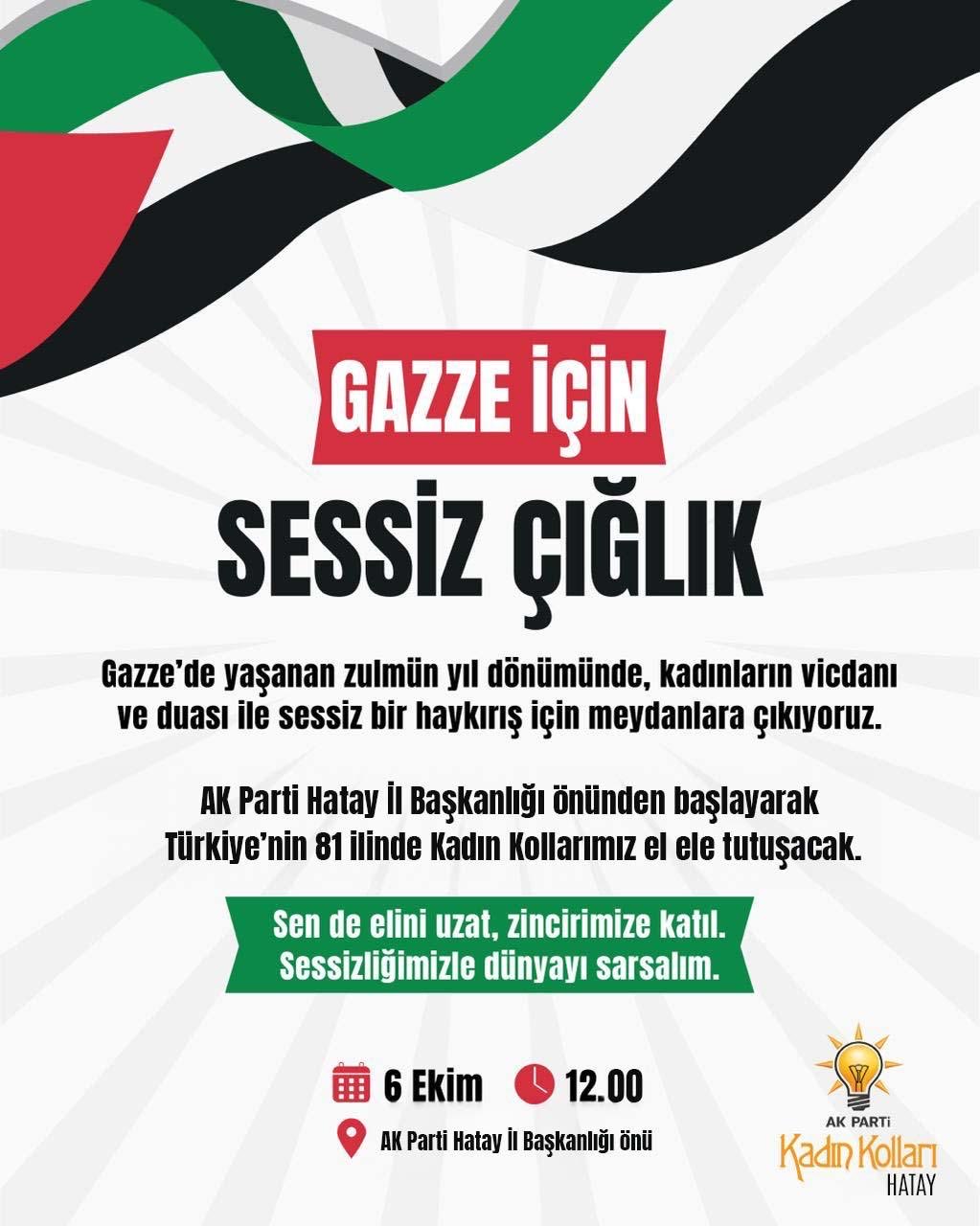 AK Parti Hatay Kadın Kolları, Gazze’de yaşanan zulmün yıl dönümünde