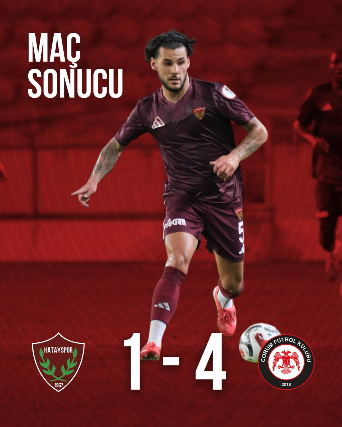 Çorum FK, Hatay deplasmanında sergilediği etkili oyunla Hatayspor’u 4-1 mağlup