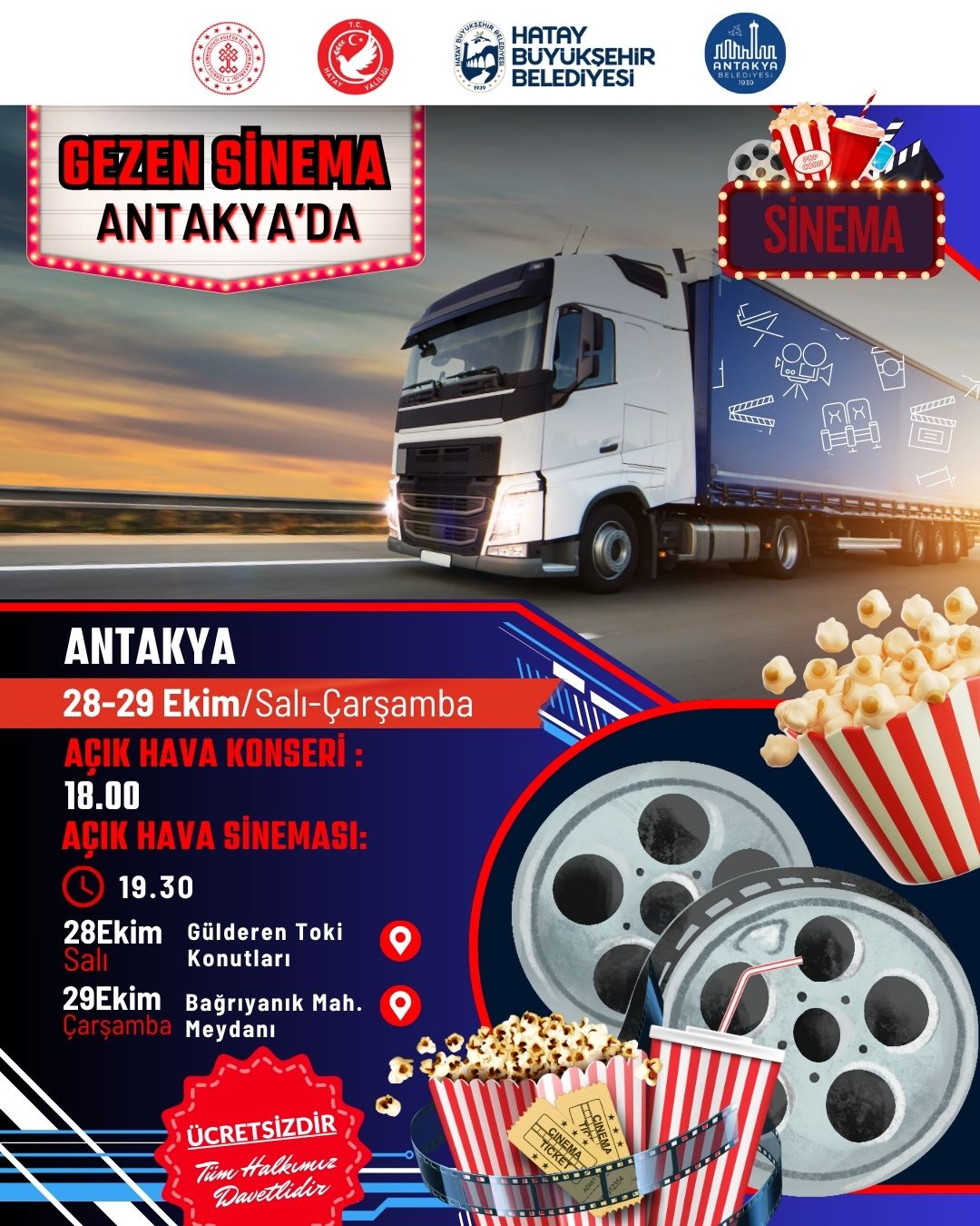 Gezen Sinema Antakya’da: Kültür ve Sanat Yeniden Hayat Buluyor Bir zamanlar sessizliğe bürünen Antakya sokakları, şimdi yeniden müzikle, kahkahayla