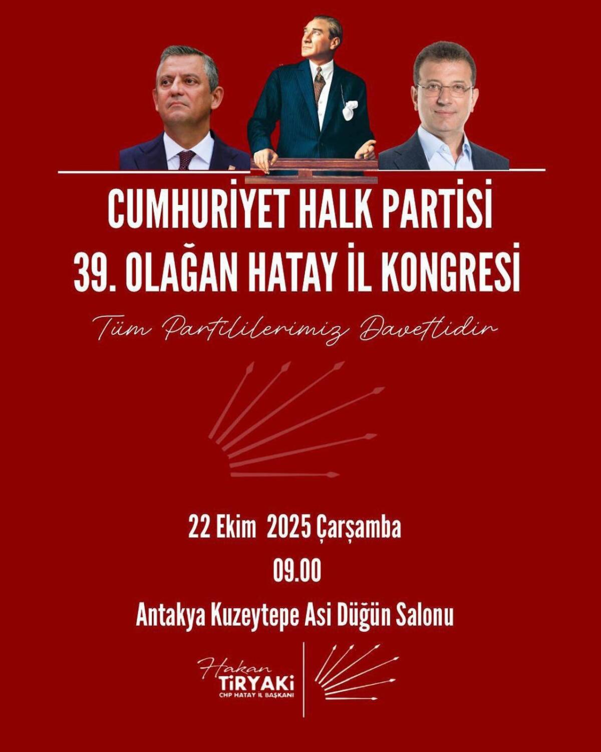 Cumhuriyet Halk Partisi (CHP) Hatay’da, 15 ilçe kongresinin tamamlanmasının ardından