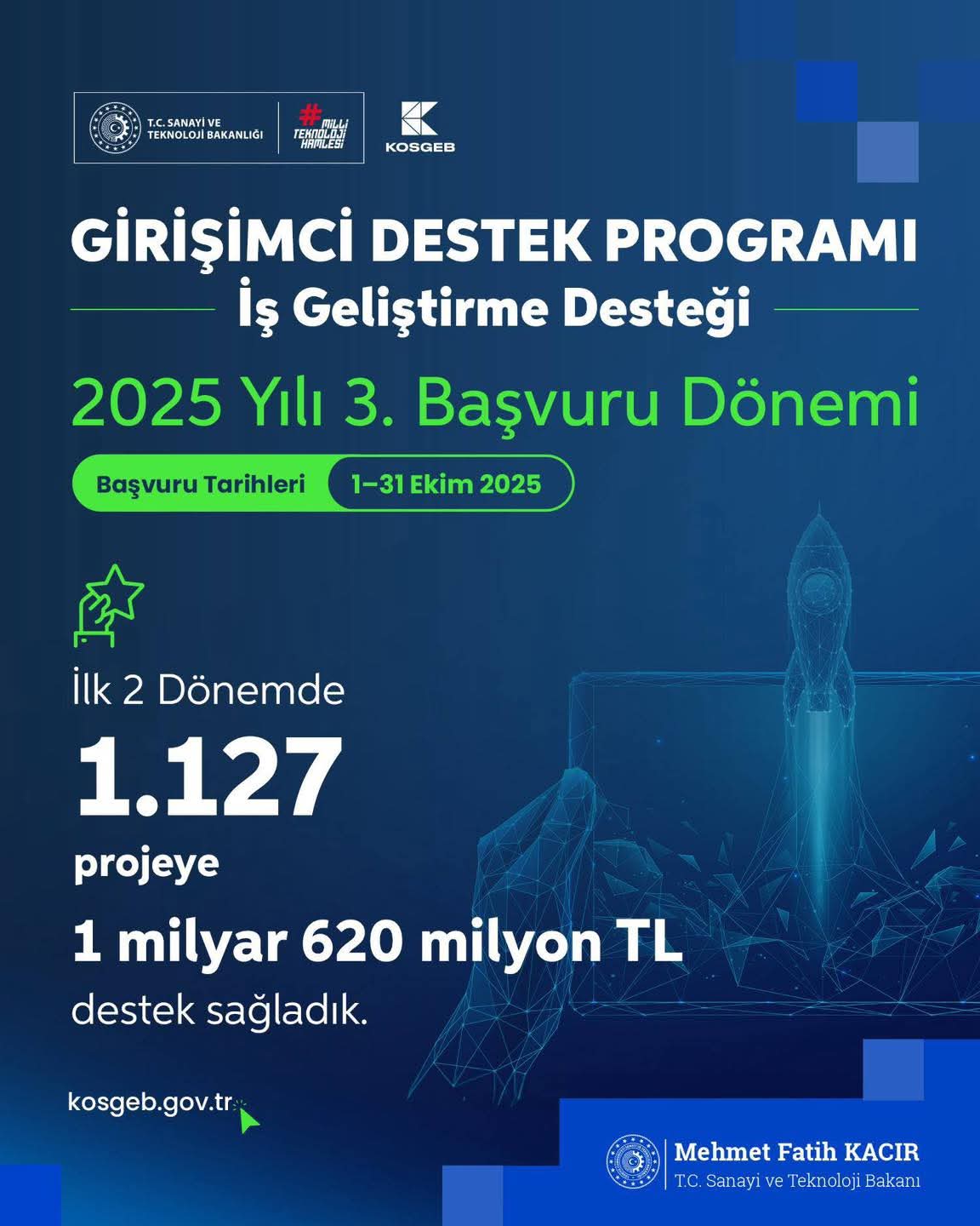 KOSGEB, işini kurmak ve geliştirmek isteyen girişimcilere yönelik sunduğu Girişimci