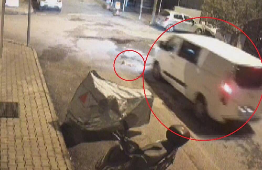 Hatay’da seyir halindeki minibüsün, yol üzerindeki kediyi ezdiği ve sürücüsünün