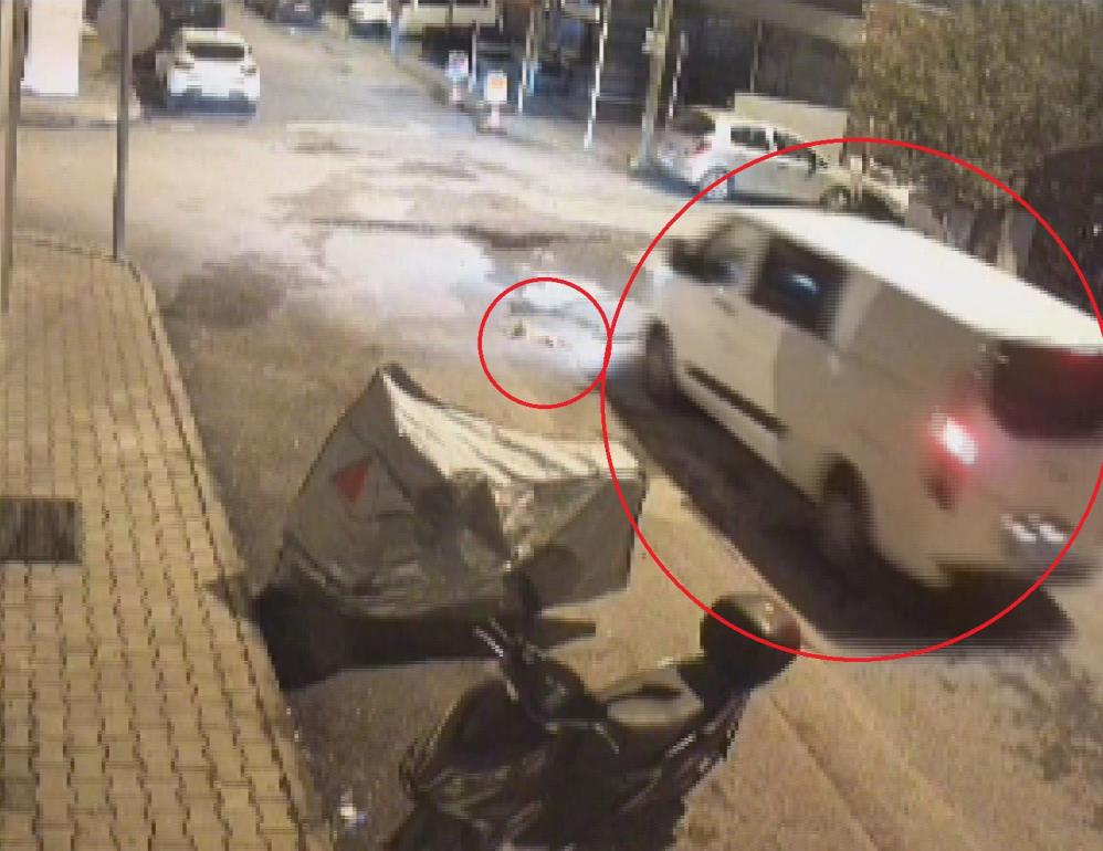 Hatay’da seyir halindeki minibüsün, yol üzerindeki kediyi ezdiği ve sürücüsünün