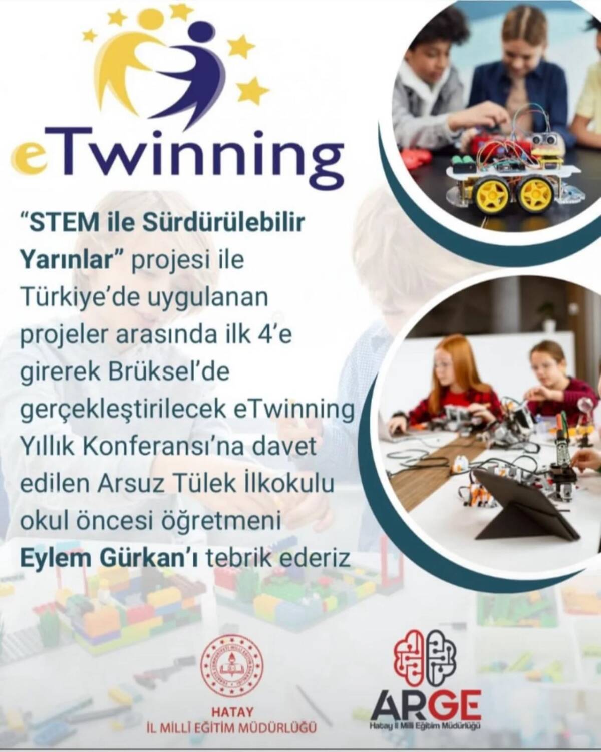 Arsuz-Tülek İlkokulu anaokulu öğretmeni Eylem Gürkan, Türkiye derecesi elde ettiği